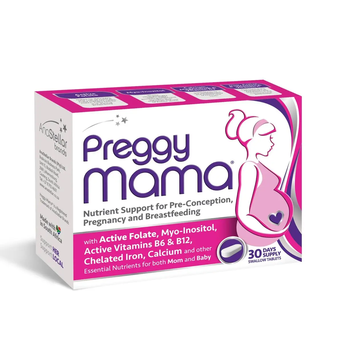 Front of Preggy-Mama Multivitamin & Mineral Tablets 30's box