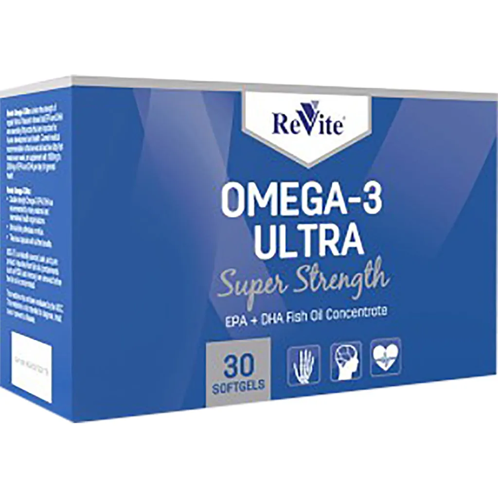 Front of Revite Omega-3 Ultra Super Strength 30 Softgels box