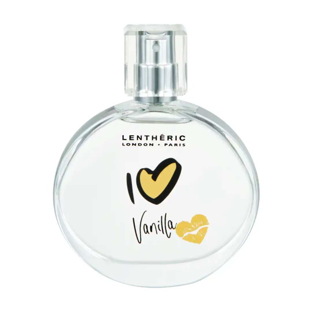 Front of Lenthéric I Love Vanilla Eau de Parfum 50 ml bottle, clean studio shot