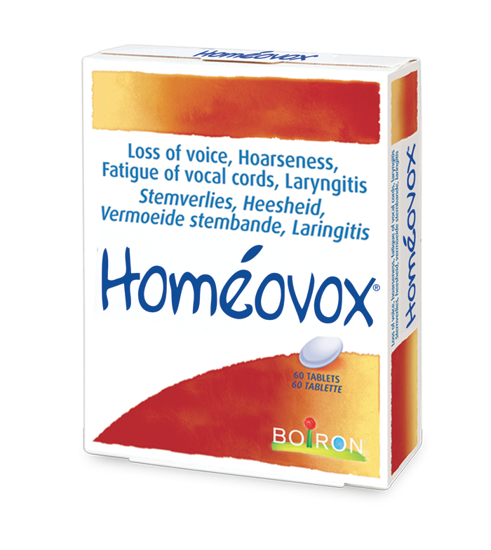 Front of Boiron Homéovox 60 Tablets pack