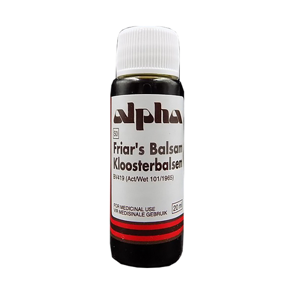 Front of Alpha Friar's Balsam 20 ml bottle
