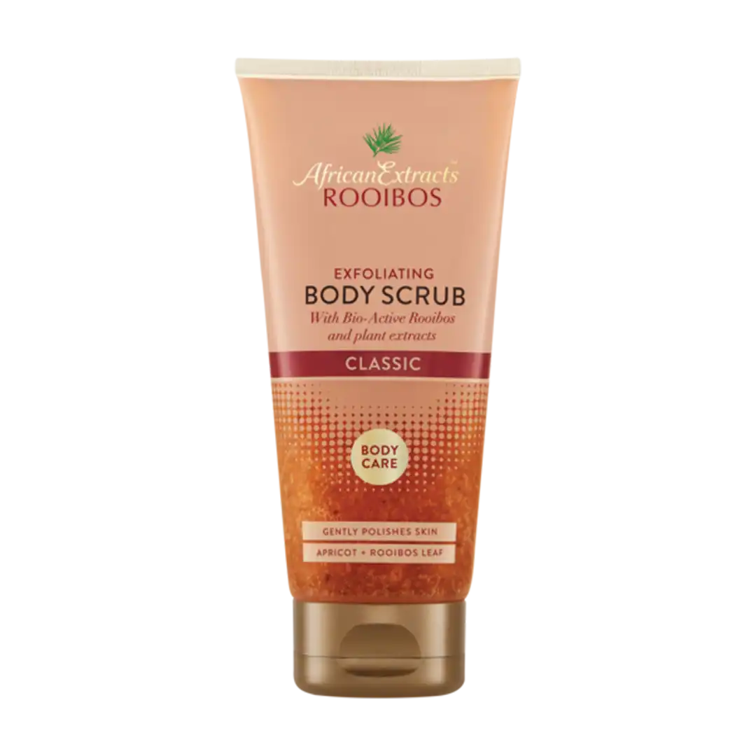 Front of Annique African Extracts Rooibos Exfoliating Body Scrub 200 ml tube