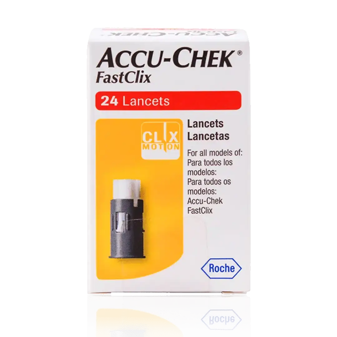 Front of Roche Accu-Chek FastClix 24 Lancets box