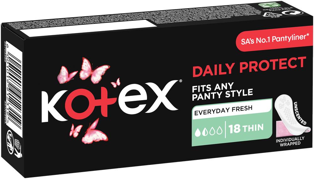 Kotex Daily Protect Thin Unscented Pantyliners 18pk