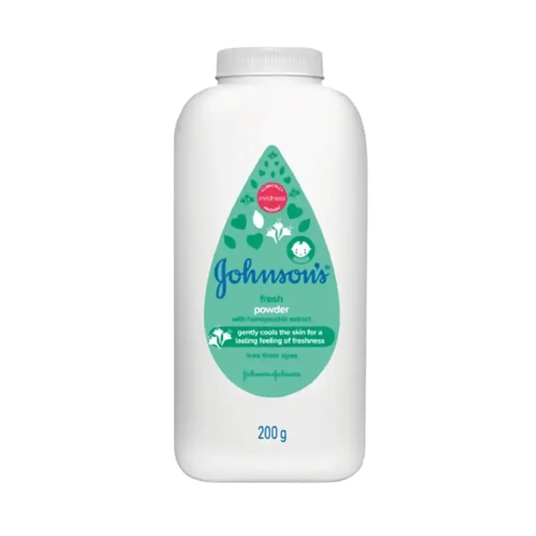 Front of Johnson's Baby Fresh Powder 200 g bottle