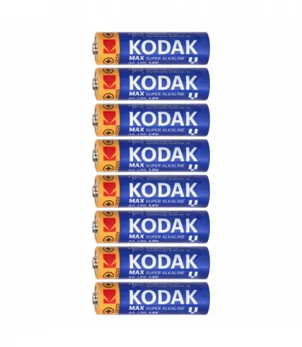Front view of Kodak Max Super Alkaline AA batteries, 8 pack (4+4)