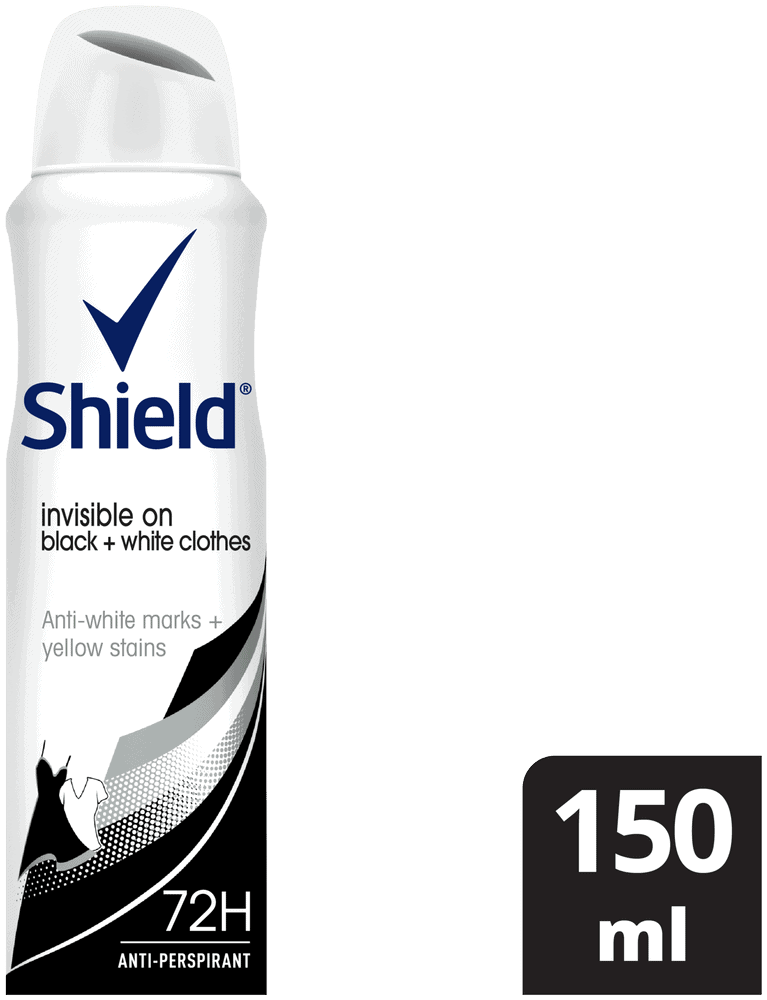Shield Women Invisible Black and White Antiperspirant Deodorant Body Spray 150ml