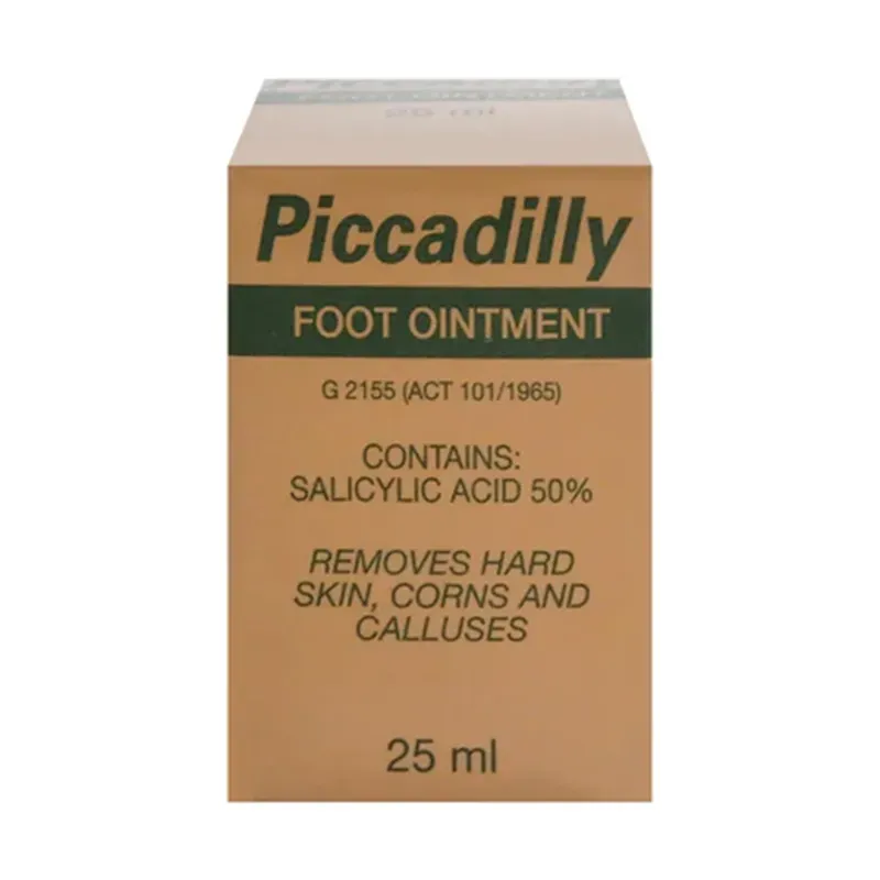 Front of Piccadilly Foot Ointment 25 g box