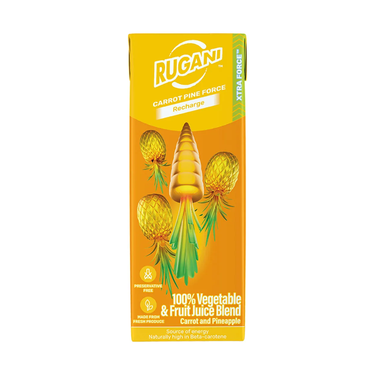 Front of Rugani Carrot & Pineapple Juice 330ml carton