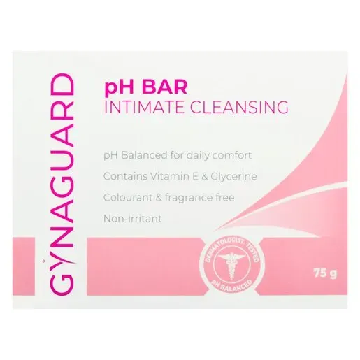 Front of Gynaguard pH Bar Intimate Cleansing soap 75 g box