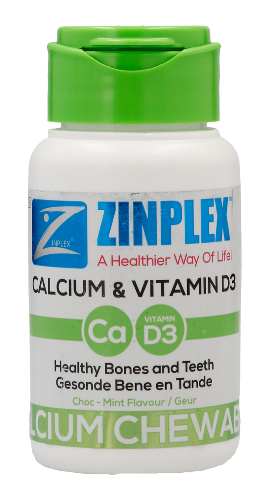 Zinplex Choc-Mint Flavour Calcium & Vitamin D3 Chewables 30pk