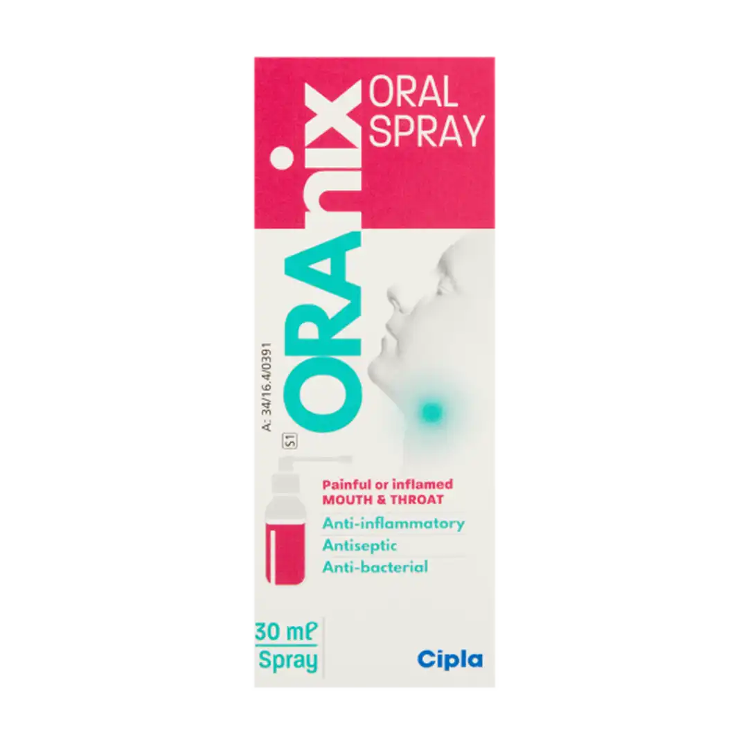 Front of Oranix Oral Spray 30 ml box on white background