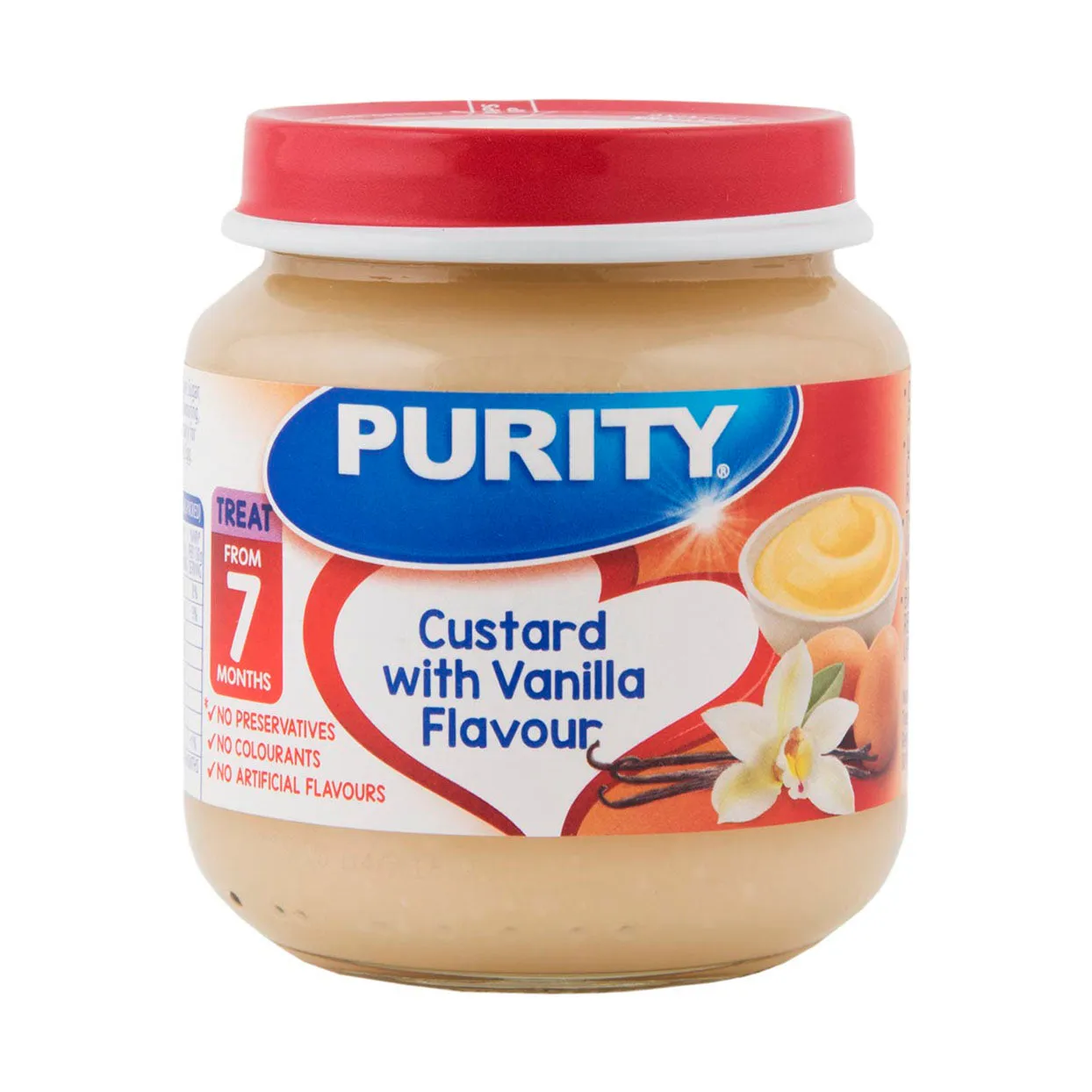 Front of Purity Custard with Vanilla Flavour 125ml jar