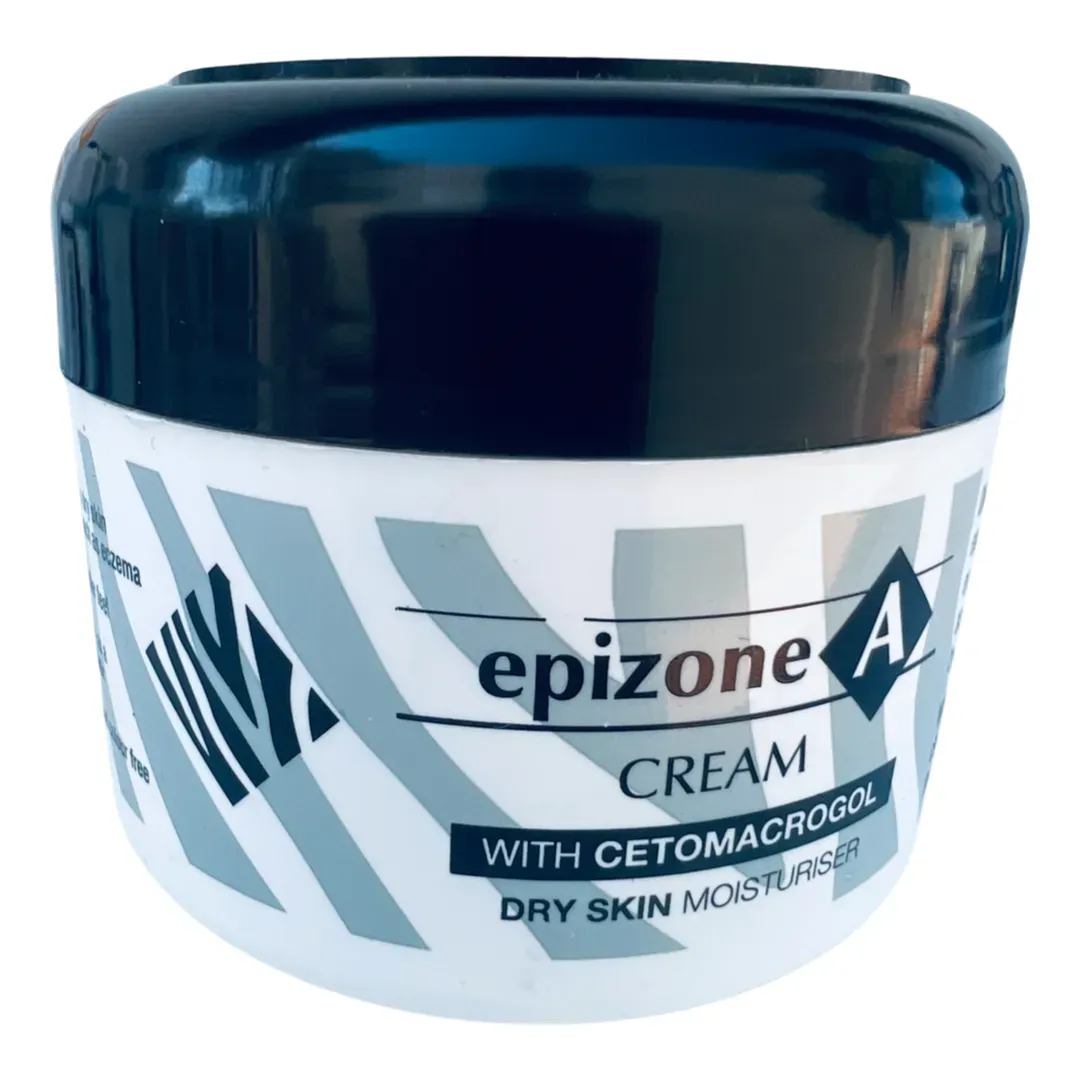 Front of Van Dyk Epizone A Cream with Cetomacrogol 100 g tub, close-up