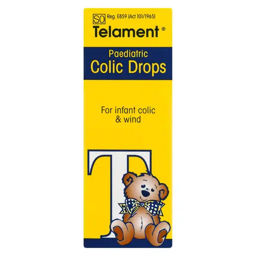Front of Telament Paediatric Colic Drops 30 ml box