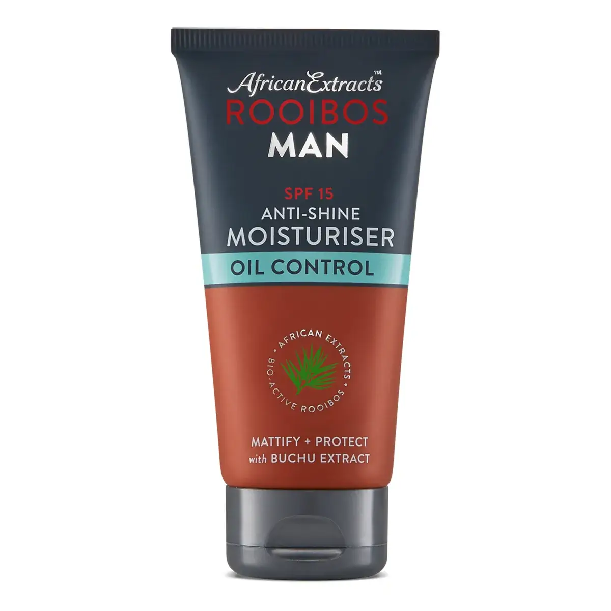 Front of African Extracts Rooibos Man Anti-Shine Moisturiser SPF15 75 ml tube, high resolution