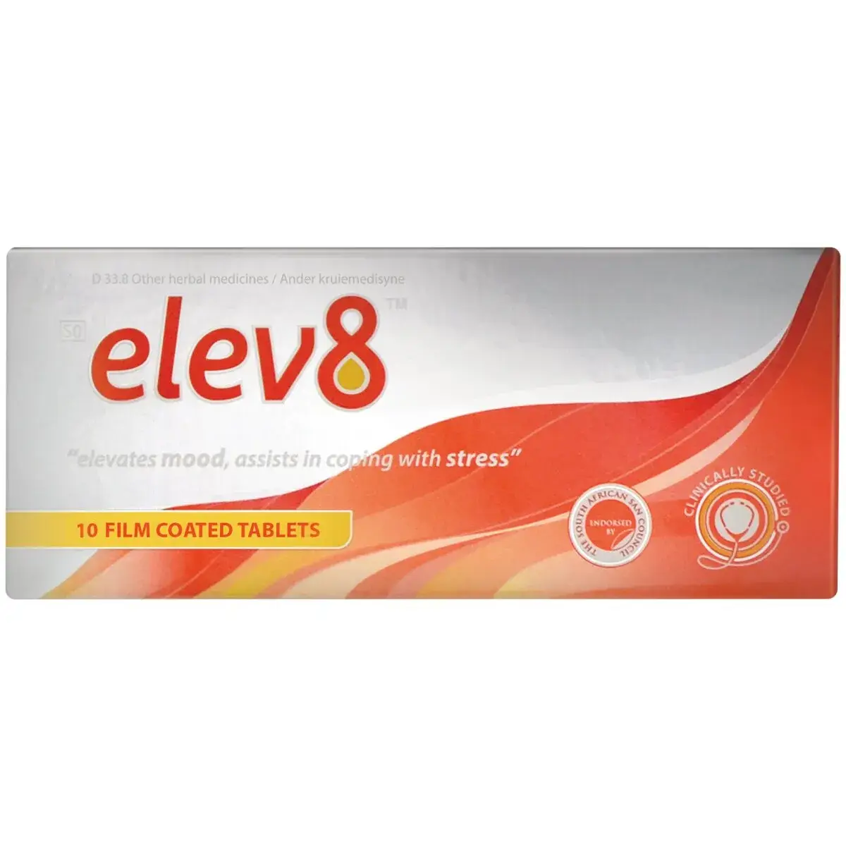 Front of Brunel Laboratoria Elev8 10 film coated tablets box