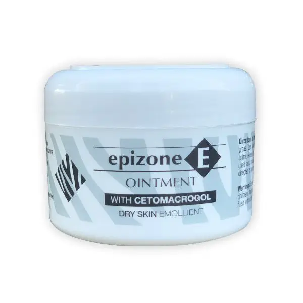 Angled view of Epizone E Ointment with Cetomacrogol tub, 100 g