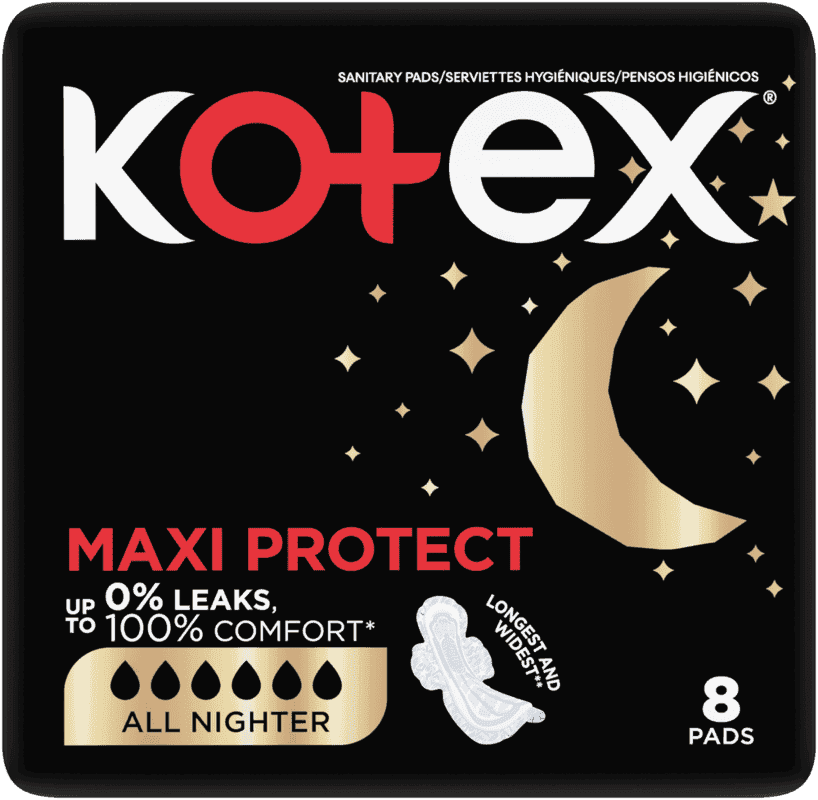 Kotex Maxi Protect All Nighter Sanitary Pads with Wings 8pk