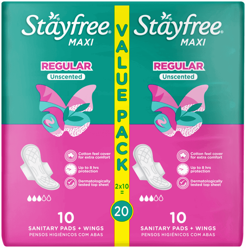Stayfree Maxi Regular Sanitary Pads with Wings 20pk