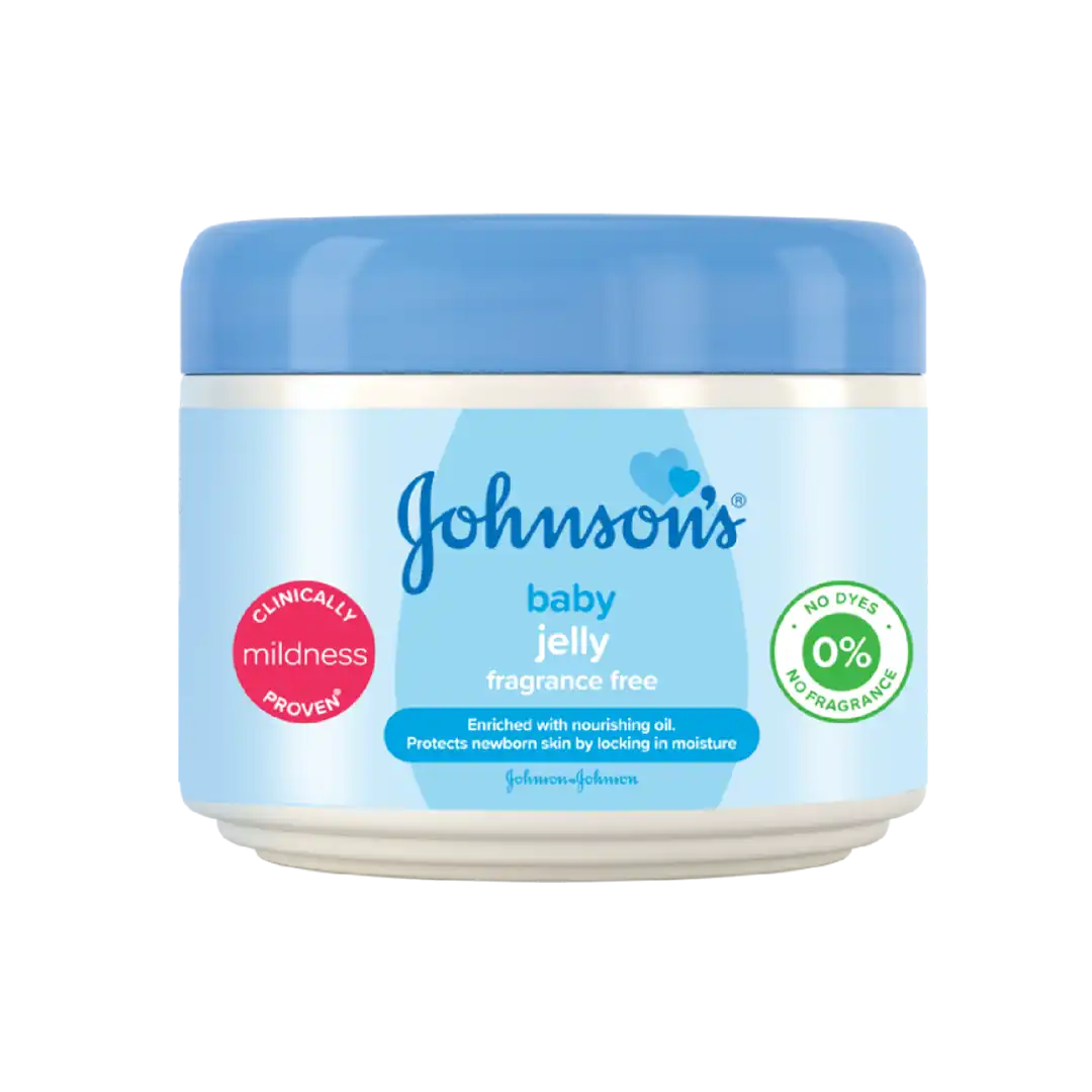 Front of Johnson's Baby Jelly Unscented 250ml tub