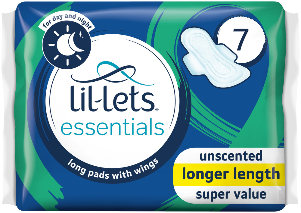 Lil-lets Essentials Unscented Long Pads with Wings 7pk
