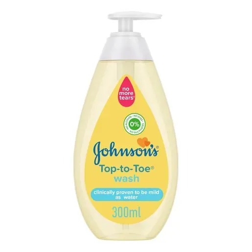 Front of Johnson's Baby Top-to-Toe Wash 300ml pump bottle