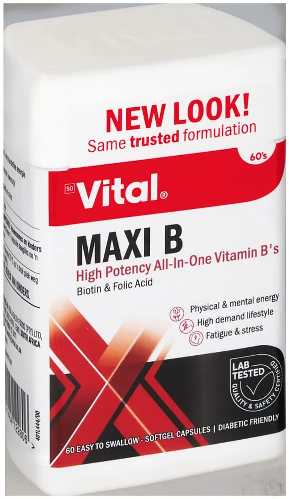 Vital Health Essentials Maxi B Energy & Vitality Capsules 60s