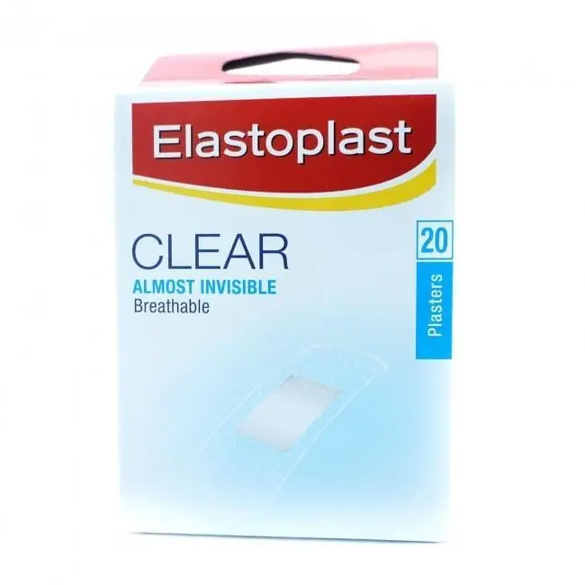 Front of Elastoplast Clear 20 Strips box
