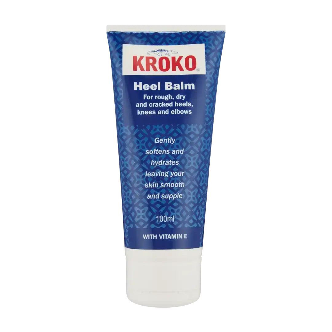 Front of Kroko Heel Balm 100 g tube on clean white background