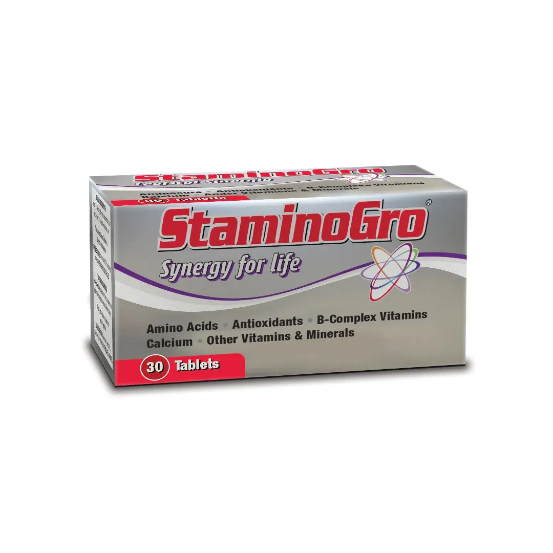 Angled view of StaminoGro 30 Tablets box