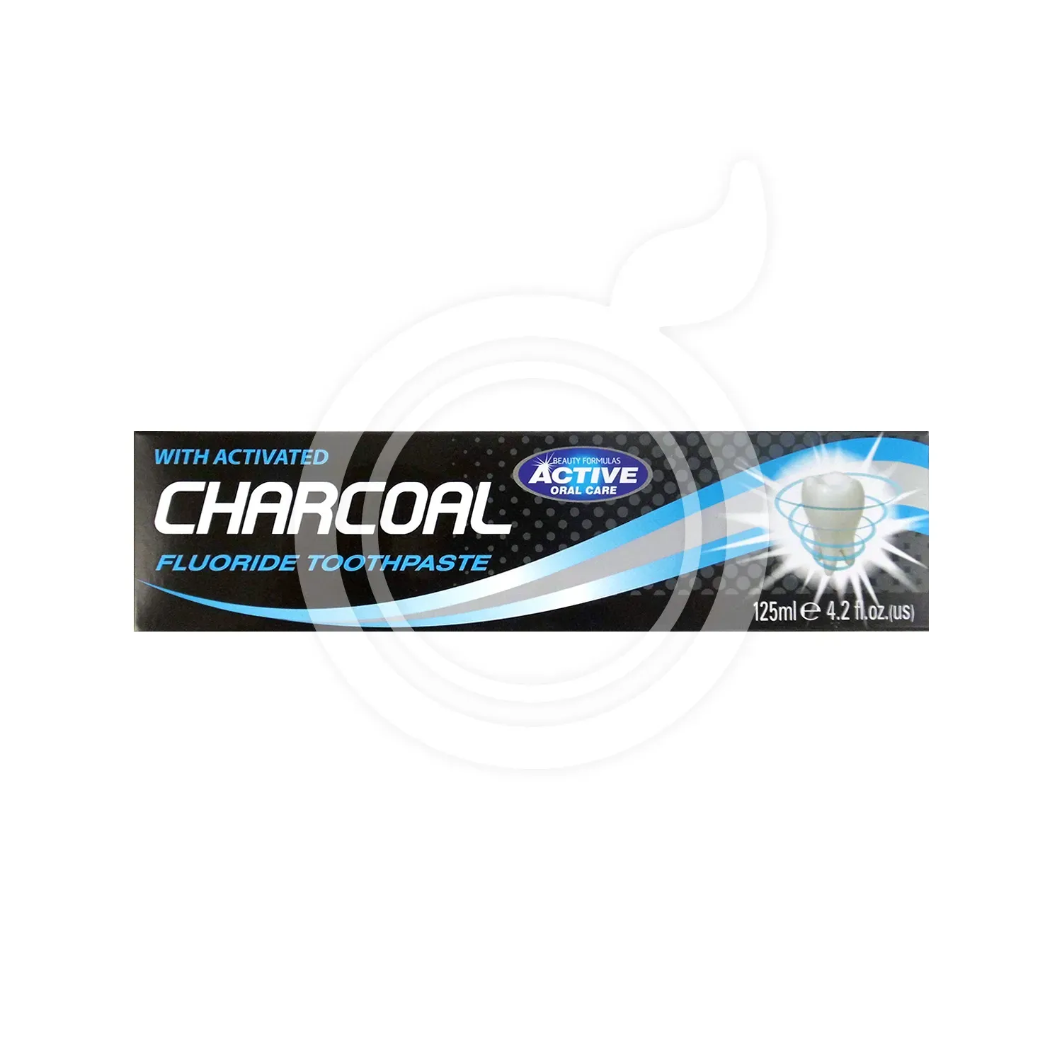 Front of Beauty Formulas Active Charcoal Fluoride Toothpaste 125ml box