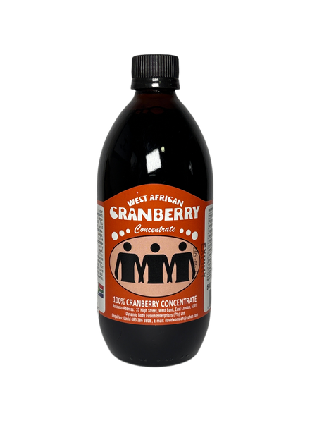 Front of West African Cranberry Concentrate 500ml bottle