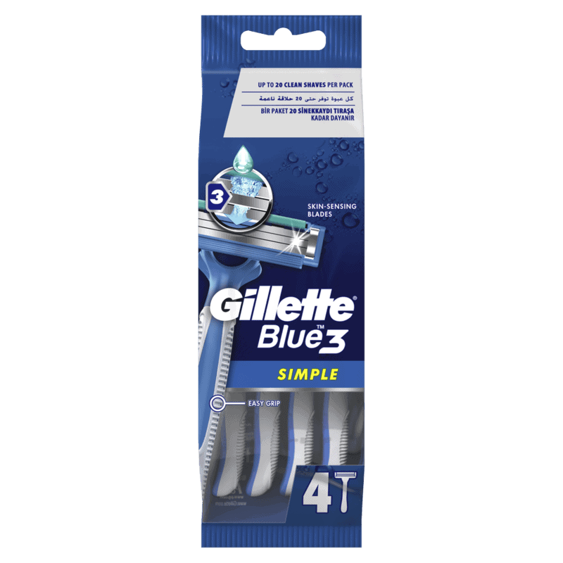 Gillette Blue3 Simple Disposable Razors 4pk
