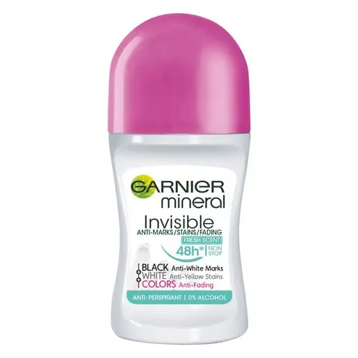 Front of Garnier Mineral Invisible Black White Colors Anti-Perspirant Roll-On 50 ml