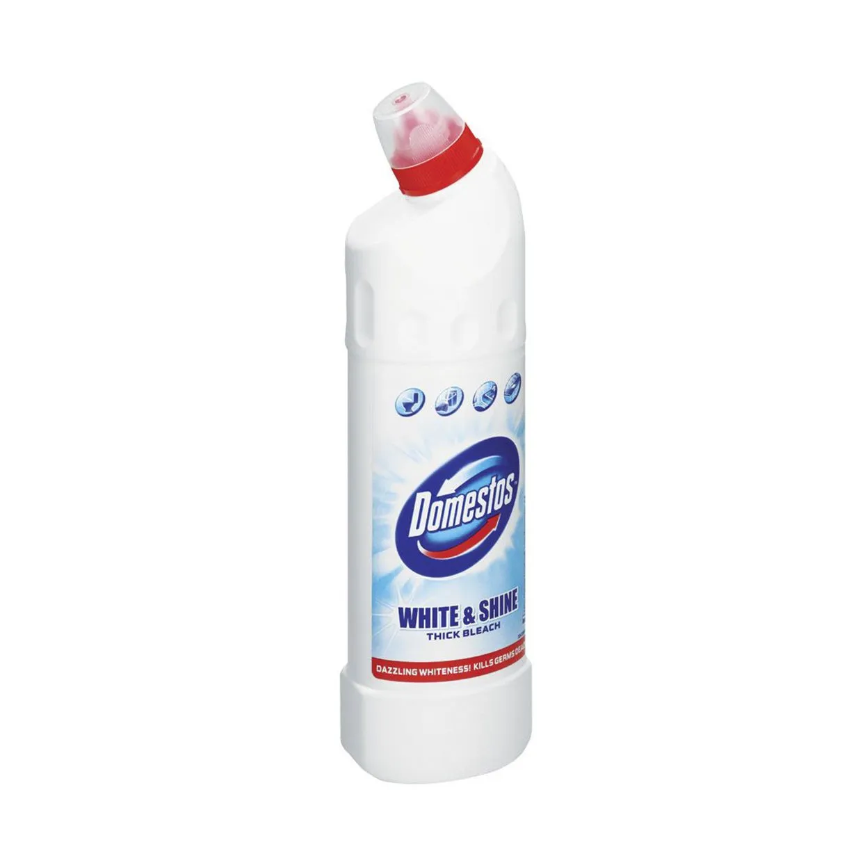 Front of Domestos White & Shine Thick Bleach 750ml bottle