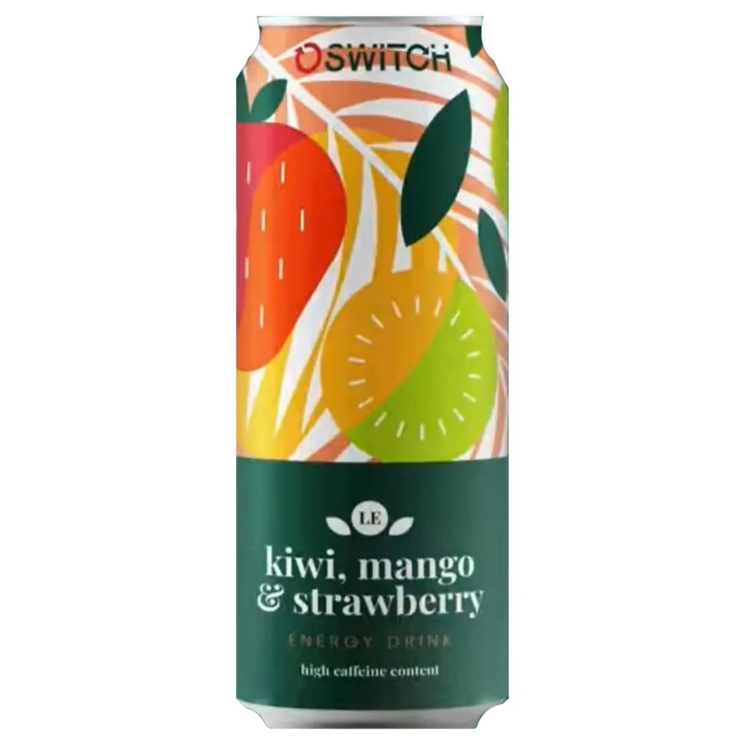 Front of Switch Energy Drink Kiwi, Mango & Strawberry 500ml can