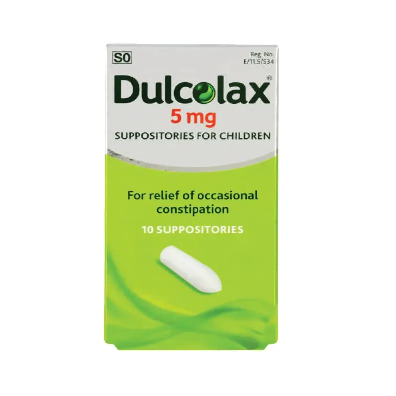 Front of Dulcolax 5 mg Suppositories for Children, 10 suppositories
