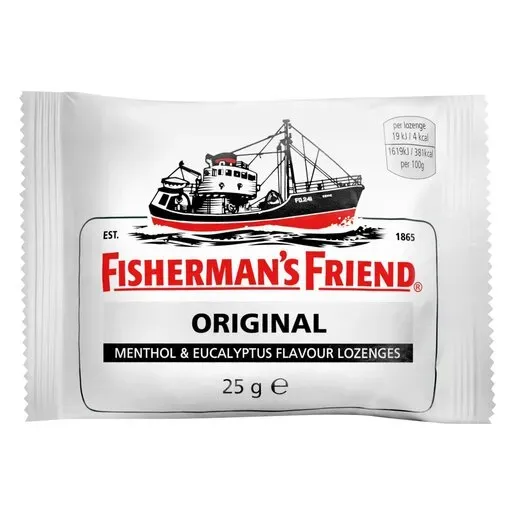 Front of Fisherman's Friend Original Menthol & Eucalyptus Lozenges 25 g pack