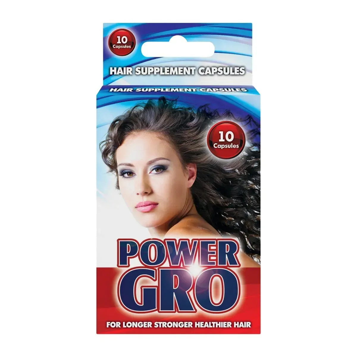 Front of GM Pharmaceuticals Power Gro Hair Supplement Capsules, 10 capsules