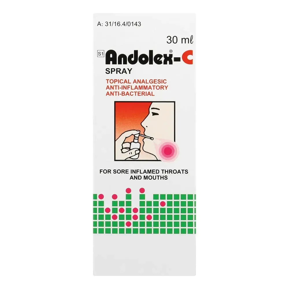 Front of Andolex-C Spray 30 ml box