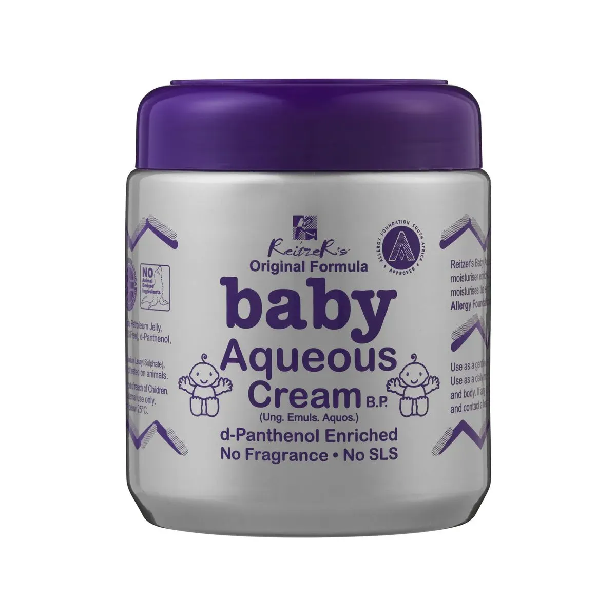 Front of Reitzer Baby Aqueous Cream 500 ml tub on white background