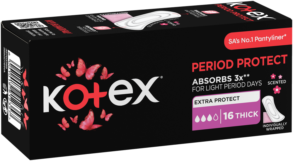 Kotex Period Protect Thick Scented Pantyliners 16pk
