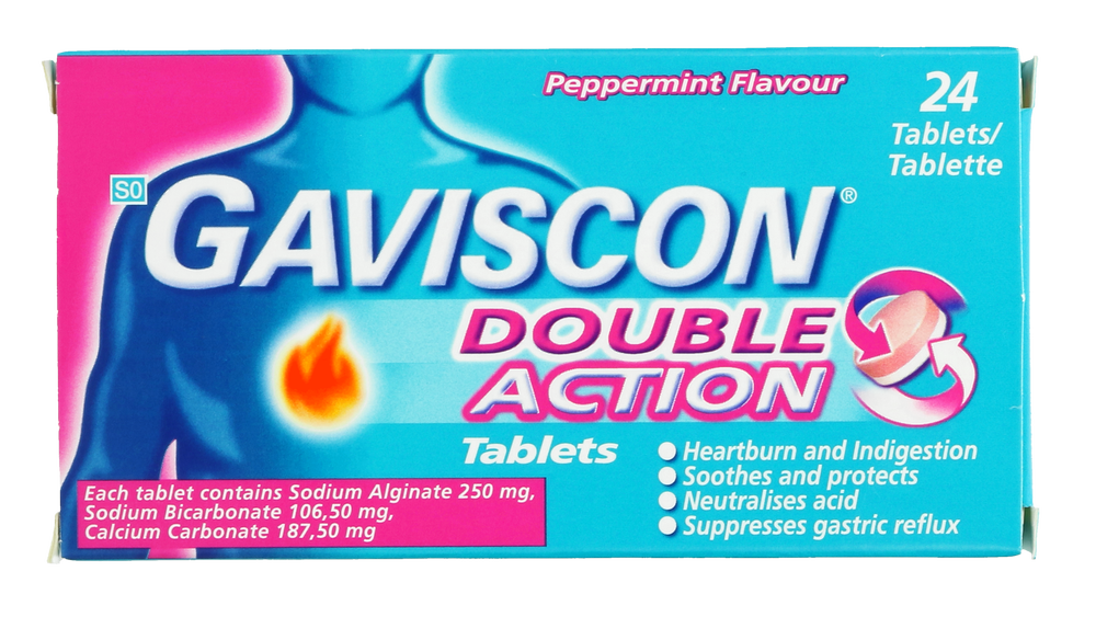 Gaviscon Double Action Peppermint Flavour Antacid Tablet 24pk
