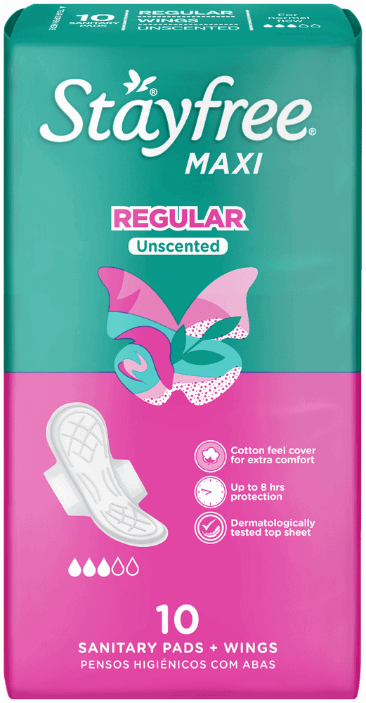 Stayfree Maxi Regular Unscented Sanitary Pads with Wings 10pk