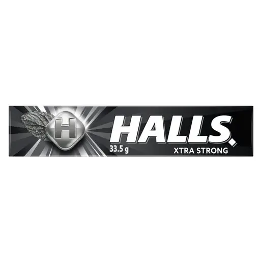 Front of Halls Extra Strong lozenges 10's pack on white background