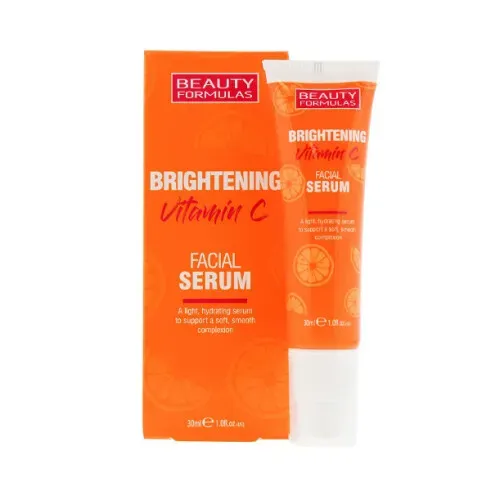 Front of Beauty Formulas Brightening Vitamin C Facial Serum 30ml box and tube